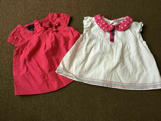 Girls 6-9 Months T-Shirt Tunic Tommy Hilfiger Mama & Papa Top Pink White S/N132