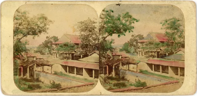 Rare Negretti & Zambra Canton China Stereoview of Grounds of Imperial College
