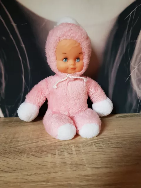 Petite Poupée Doudou Vintage Marque Nounours Rose