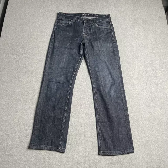 7 For All Mankind Jeans Mens 30 Blue Solid Cotton Denim Dark Wash Straight Adult