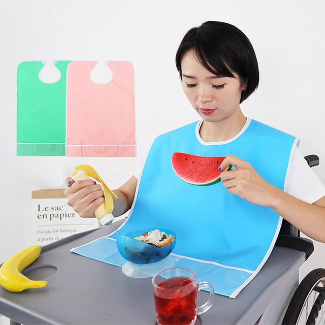 Adult Bib Protector Bibs Mealtime Waterproof Eating Clothing Apron Reusable -DB