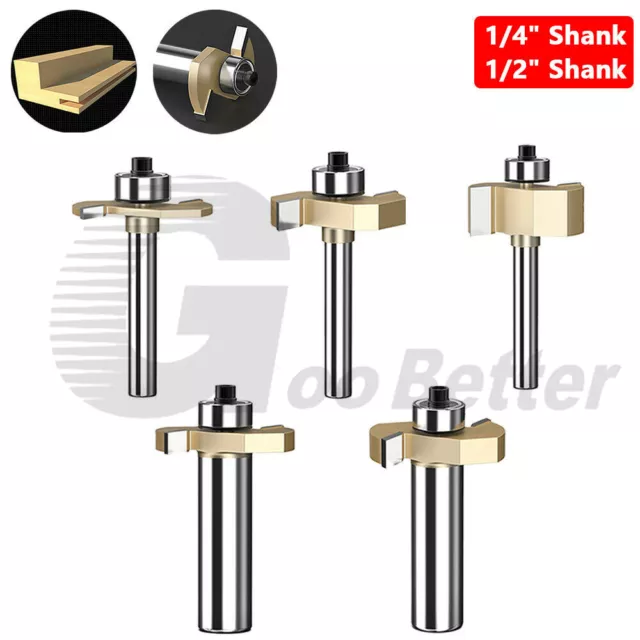 TCT Biscuit Jointer Router Bits Bearing T Slot Rabbeting Cutter 1/4" 1/2" Shank