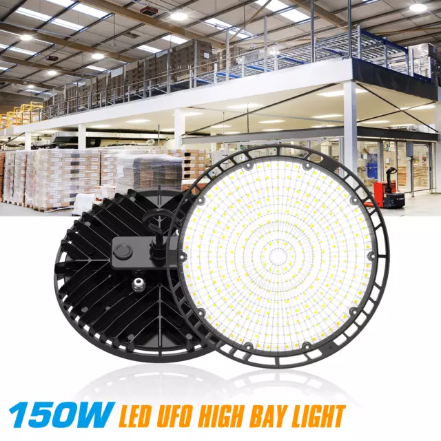 LED High Bay Light 150W（22500LM）Dimmable UFO Shop Lights  GYM Warehouse Lighting