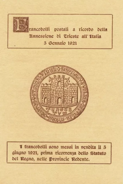 Regno D'italia - Primo Folder ! - Annessione  Venezia Giulia Trieste 1921 Diena! 2