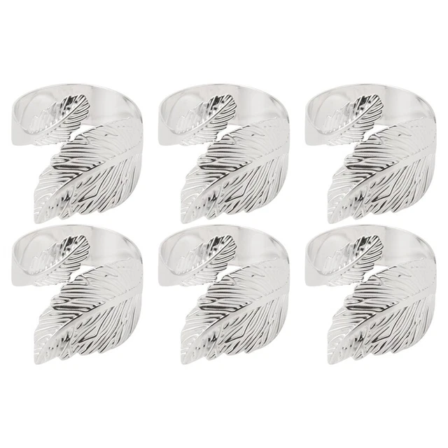 Set di 6 Portatovaglioli con Foglie, Anelli per Tovaglioli con Foglie per l J6G9