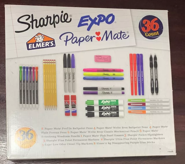 40 Count Sharpie Expo Elmer's Paper Mate School Glue Profile Pens