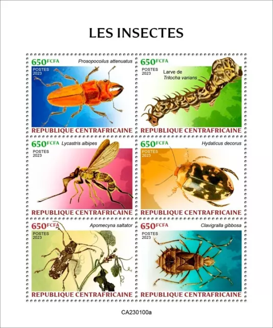 Insects MNH Stamps 2023 Central African Republic M/S