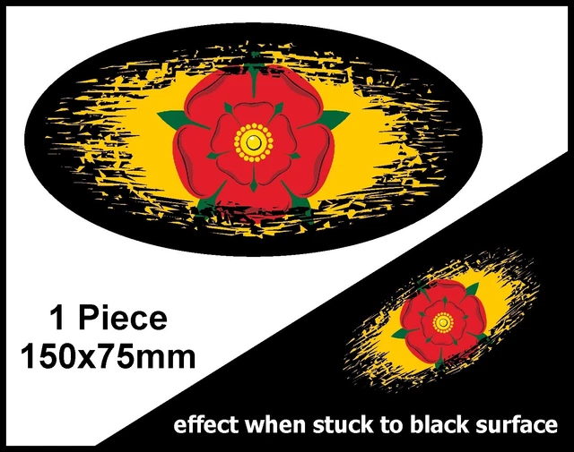 Oval Fade To Black Yorkshire Rose County Flag Vinyl Car Sticker – 150mm, Glossy, UK Made