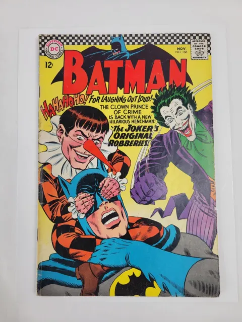 Batman #186 DC Comics 1966 Joker Cover - 1st Appearance of Gaggy the Clown