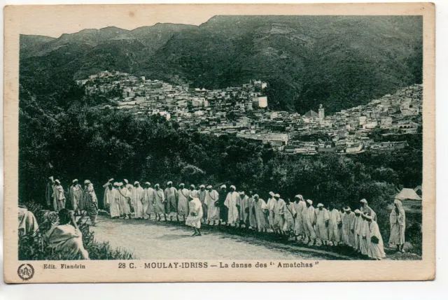 MAROC - Old Postcard - MOULAY IDRISS - La danse des Amatchas