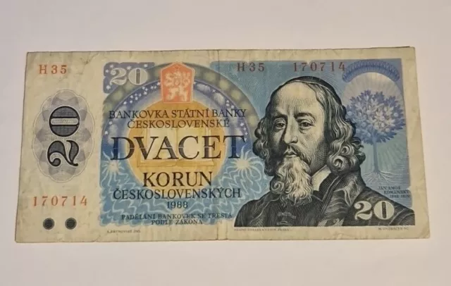 Tchécoslovaquie  - Billet 20 Korun 1988