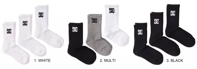 DC Shoes 3 Pack Mens Crew Socks ~ DC assorted