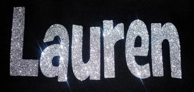 personalised text name GLITTER IRON ON HOTFIX heat TRANSFER tshirt patch  letters