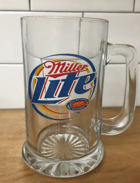 Vintage Clear Glass 12oz MILLER LITE Beer Mug