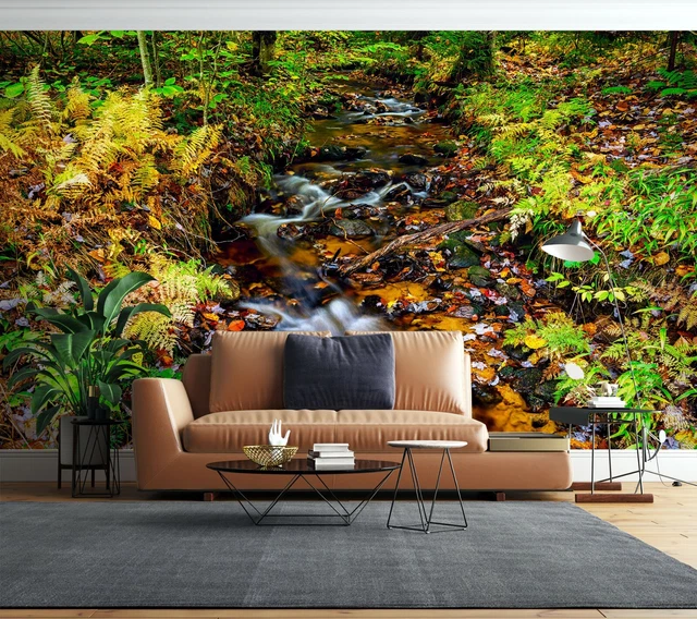 3D GREEN FOREST Creek ZHUA472 Wallpaper Wall Murals Removable Self ...