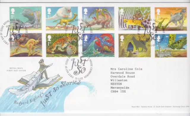 Tallents Gb Royal Mail Fdc First Day Cover 2002 Rudyard Kipling Just So Stories