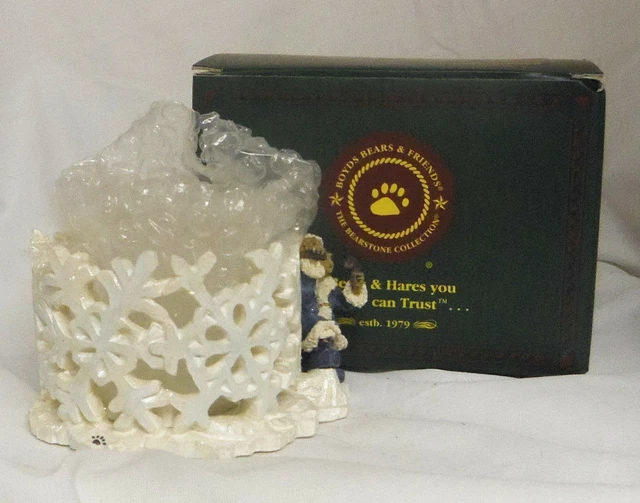 Arlington Snow Sculpture Boyds Bearstone votive candle holder figurine NIB 27729