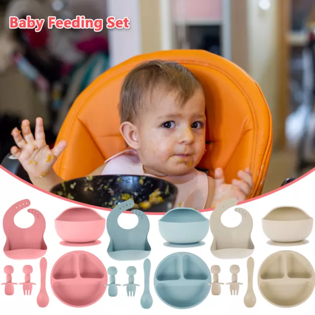 Toddler Baby Feeding Bowl Spoon Fork Kit Cute Cartoon Plastic Kids Plate Dishes