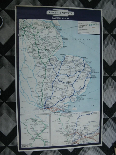 BRITISH RAILWAYS EASTERN Region Large Railway Map By G Philip C1958 £65