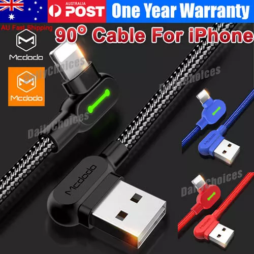 Braided 90°Degree Right Angle USB Fast Data Charger Cable AU MCDODO