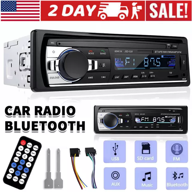 MP3 Radio Player Bluetooth Car Stereo Audio In-Dash FM Aux Input Receiver USA