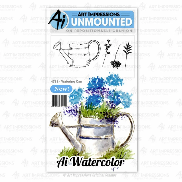 Stempel "Watering Can" Art Impressions, Gießkanne, Blumen, Blätter, WaterColor
