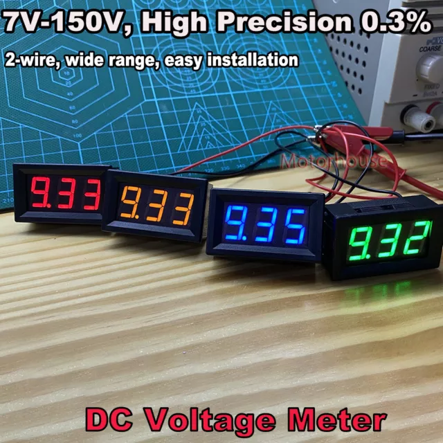 DC 7.4V-150V 12V 24V 36V 48V 60V 72V 3-Digital LED Voltmeter Voltage Volt Meter