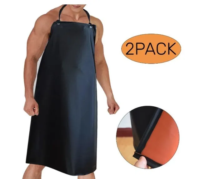 MANDIL CONTRA EL Agua Delantal Para Cocina Mujer Hombre Negro MULTIUSO  2PACK £31.50 - PicClick UK