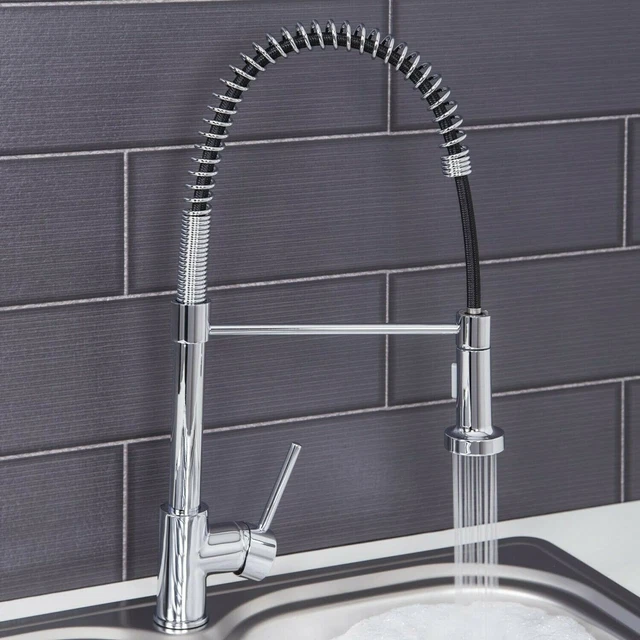 Modern Kitchen Mixer Tap with Pull Out Hose Spray Single Lever Chrome