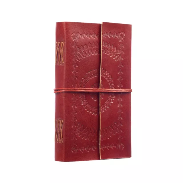 Embossed Leather Journal, 125 Unlined Recycled Paper Pages Blank Notebook Diary