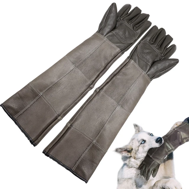 Ropa protectora antimordeduras guantes de cuero para gatos y perros entrenamiento negro