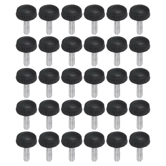 30pcs M4x14mm Knurled Thumb Screw Clamping Screw Knobs Grip Bolt Fasteners Black