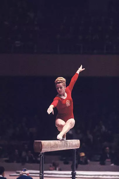 1960s Vera Caslavska Of Czechoslovakia In The Balance Beam 2 Gymnastics Photo