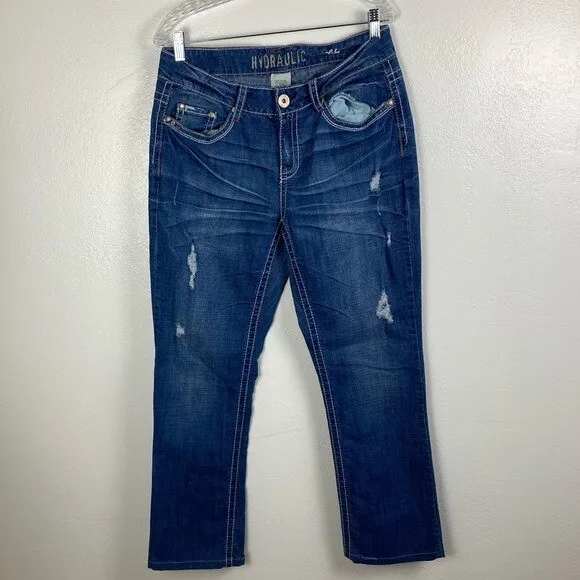 Hydraulic Lola Slim Boot Blue Distressed Jeans women’s size 14W