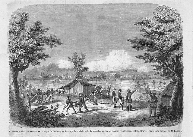 Vietnam  " Expedition De Cochinchine / Prise De Go-Cong " Gravure Engraving 1863