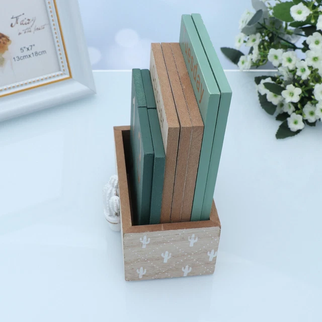 Kalenderdekoration Aus Holz Tischkalender Holzblock Büro Hölzern Jahrgang