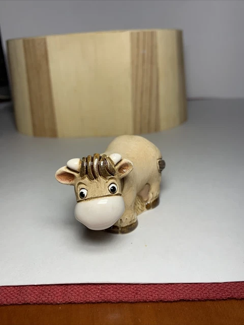 Vtg Coad Hand Made Pottery Cow Figurine Coad Peru