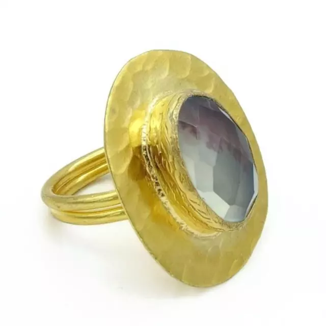 Aylas Blood stone semi precious gemstone ring - 21ct Gold plated brass - Handmad