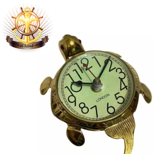 Vintage Nautisch Maritim Messing Schreibtisch Uhr Kuppel Linse Schildkröte Deko