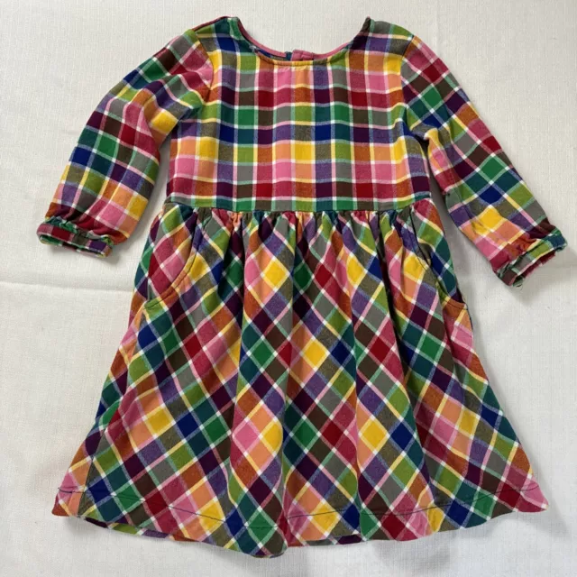 Hanna Andersson Girls 120 6-7 Dress Bright Multi Color Plaid Flannel