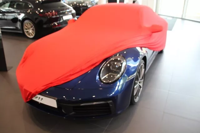 Vollgarage Schutzdecke Car-Cover Rot mit Spiegeltaschen für Porsche 992