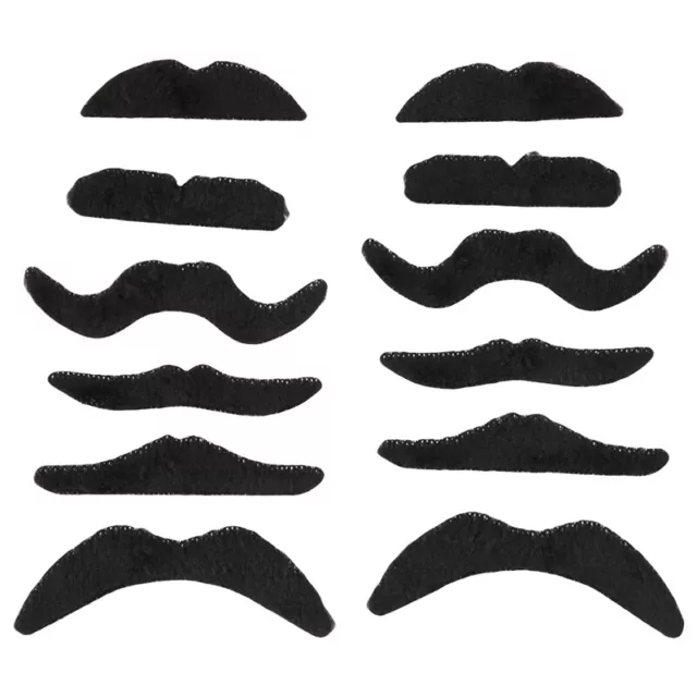 2X(12 Pack Self Adhesive Assorted Moustache / Mustache Set Fancy Dress Par