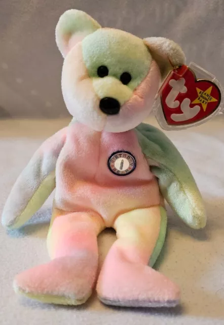 TY Beanie Original Baby 1999 - Birthday B.B. Bear - Retired With Tag