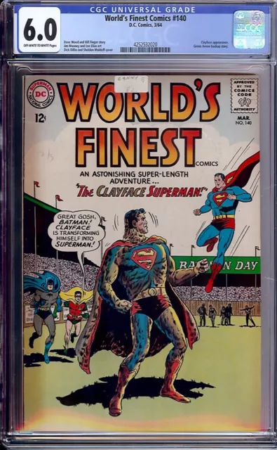 World's Finest # 140 - CGC 6.0 - 1964 - Clayface Superman - Last Green Arrow