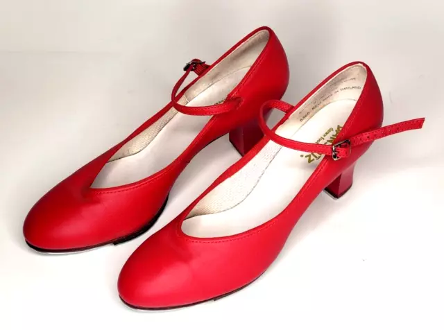 Danshuz Red Mary Janes Tap Shoes Leather Upper and Sole 5536 Women Size 9 M