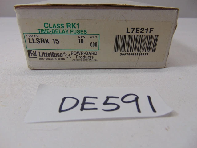 LLSRK-15 Littelfuse Lot of 10 Fuses Time Delay 600VAC NC82-21 RK1 Dual Element