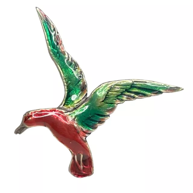 Vintage Bernard Instone Arts & Crafts Sterling Silver Enamel Seagull Bird Brooch