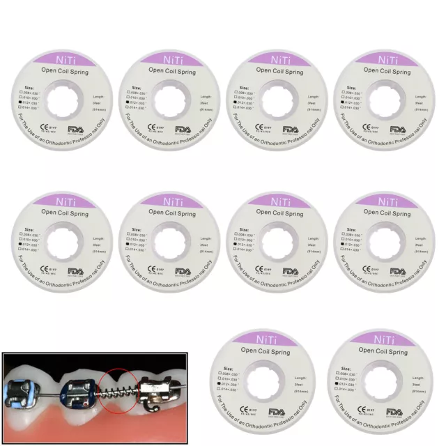 1-10 packs Dental Orthodontic Niti Open Coil Spring Spool Dia.012 *030 " 914mm