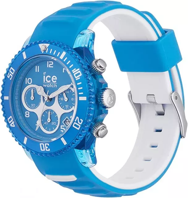 Montre Homme ICE-WATCH Malibu. Chrono avec Date. Bracelet en silicone bleu Neuve