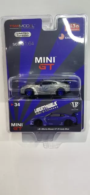 1/64 Scale Diecast Car Mini GT Nissan Skyline GT-R R35 LB WORKS CHASE CANDY BLUE